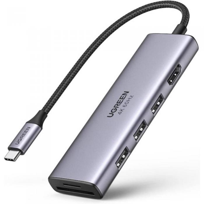 DOCKING STATION UGREEN CM511 USB-C 3x USB3.0 HDMI TF / SD 60383 GREY