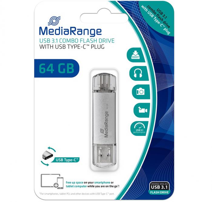FLASH DRIVES MEDIARANGE 64GB USB 3.1 USB-C MR937