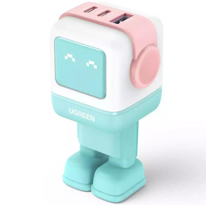 ΦΟΡΤΙΣΤΗΣ ΤΟΙΧΟΥ UGREEN NEXODE RG ROBOT GaN 2x USB-C USB 65W 35855 PINK BLUE