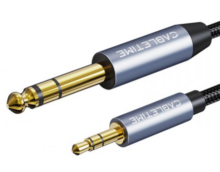 ΚΑΛΩΔΙΟ CABLETIME CT-AV321-H11G 3.5MM ΣΕ 6.3MM 1M BLACK
