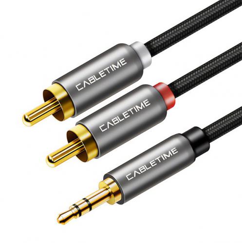 ΚΑΛΩΔΙΟ CABLETIME CT-AV314-P12G 3.5MM ΣΕ 2x RCA 5M BLACK