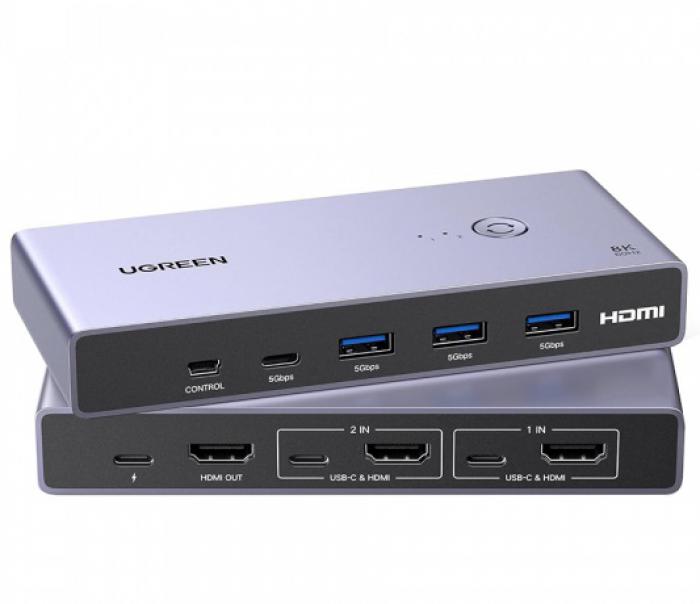 KVM SWITCH 2 PORT USB/USB-C/HDMI UGREEN 25961