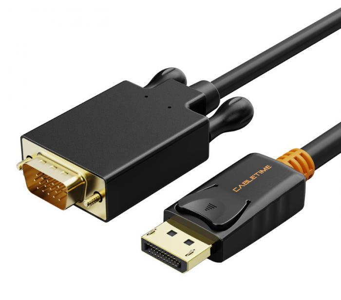 ΚΑΛΩΔΙΟ CABLETIME DP ΣΕ VGA CT-AV585-04G 1080p 1.8M BLACK