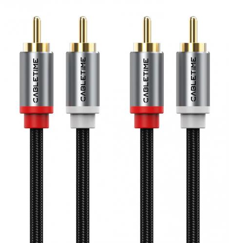 ΚΑΛΩΔΙΟ 2xRCA ΣΕ 2xRCA CABLETIME CT-RCA-AG3 3M BLACK