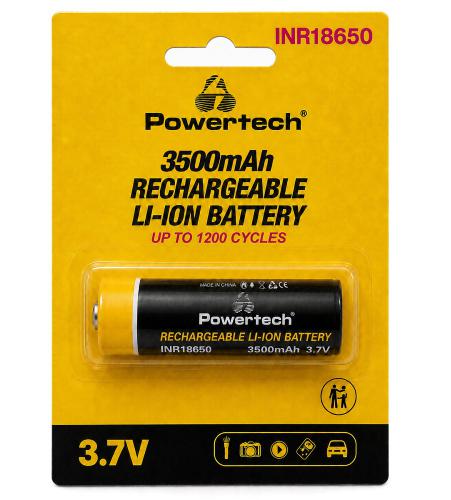 ΜΠΑΤΑΡΙΑ ΕΠΑΝΑΦΟΡΤΙΖΟΜΕΝΗ POWERTECH INR18650 PT-1615 Li-ion 3500mAh 3.7V