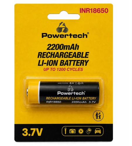 ΜΠΑΤΑΡΙΑ ΕΠΑΝΑΦΟΡΤΙΖΟΜΕΝΗ POWERTECH INR18650 PT-1614 Li-ion 2200mAh 3.7V