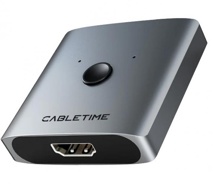 HDMI SWITCH CABLETIME 2 PORT CT-HS4K-2G 4K/60Hz GREY